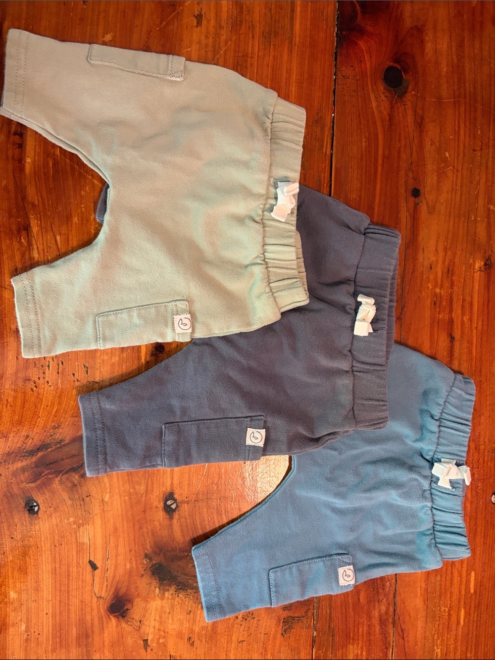 Little Planet Carters Newborn Jogger Bottoms - Green, Light Blue, Dark Blue